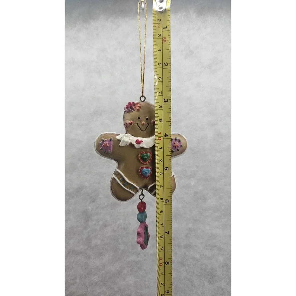 Resin Gingerbread Cookie‎ Christmas Ornament Patchwork White Scarf Hanging Charm